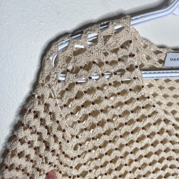 Marisa Christina linen blend beaded open knit crochet cardigan size XL - Picture 4 of 12